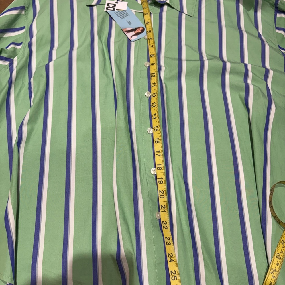 Women’s Striped Green and Blue XXL Long Sleeve Shirt in soft, lightweight cotton - Picture 5 of 5
